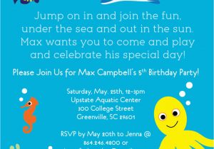 Sea Life Birthday Party Invitations Under the Sea Birthday Party Invitations Boy or Girl Sea