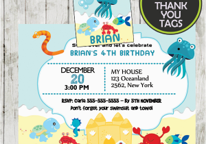 Sea Life Birthday Party Invitations Under the Sea Mermaid Birthday Invitation Personalized