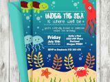 Sea themed Birthday Invitations Under the Sea Birthday Invitation Turtle Octopus Crab