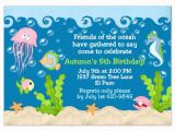 Sea themed Birthday Invitations Under the Sea Party Invitations Under the Sea Party