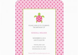 Sea Turtle Birthday Invitations Pink Sea Turtle Birthday Party Invitations