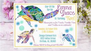 Sea Turtle Birthday Invitations Sea Turtle Birthday Invitation Watercolor Sea Turtle Birthday