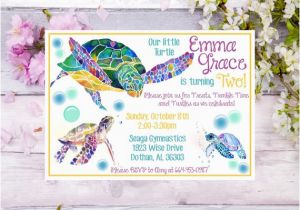 Sea Turtle Birthday Invitations Sea Turtle Birthday Invitation Watercolor Sea Turtle Birthday