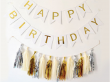 Self Inflating Happy Birthday Banner Card Factory White Happy Birthday Banner with 3 tone Tassel Diy Package