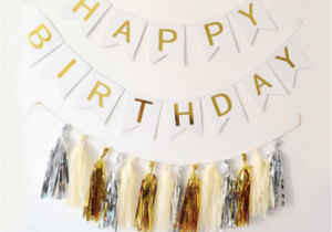 Self Inflating Happy Birthday Banner Card Factory White Happy Birthday Banner with 3 tone Tassel Diy Package