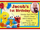 Sesame Street 1st Birthday Photo Invitations Baby Sesame Street Elmo Birthday Party Invitations W Photo