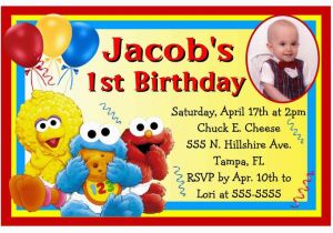 Sesame Street 1st Birthday Photo Invitations Baby Sesame Street Elmo Birthday Party Invitations W Photo