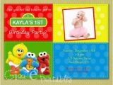 Sesame Street 1st Birthday Photo Invitations Sesame Street 1st Birthday Invitation