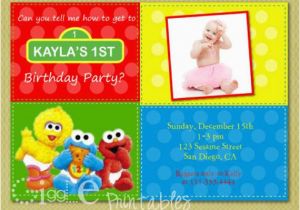 Sesame Street 1st Birthday Photo Invitations Sesame Street 1st Birthday Invitation