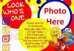 Sesame Street 1st Birthday Photo Invitations Sesame Street Babies Custom Photo First Birthday Invitation