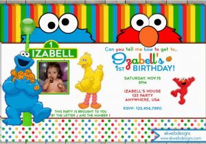 Sesame Street 1st Birthday Photo Invitations Sesame Street Birthday Invitation Photo Invitation