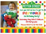 Sesame Street 1st Birthday Photo Invitations Sesame Street Birthday Invitation Primary Colors Custom