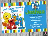 Sesame Street 1st Birthday Photo Invitations Sesame Street First Birthday Invitation by