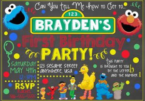 Sesame Street Birthday Invites Sesame Street Chalkboard Invitation Sesame by Letsgetchalky