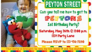 Sesame Street First Birthday Invitations Sesame Street Birthday Invitation Primary Colors Custom