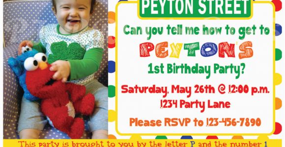 Sesame Street First Birthday Invitations Sesame Street Birthday Invitation Primary Colors Custom