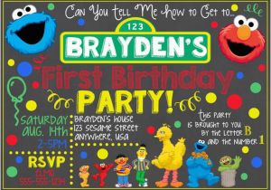 Sesame Street First Birthday Invitations Sesame Street Chalkboard Invitation Sesame by Letsgetchalky