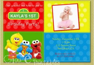 Sesame Street Photo Birthday Invitations Sesame Street 1st Birthday Invitation