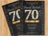 Seventy Birthday Invitations 70th Birthday Invitation Black and Gold Diamond Number