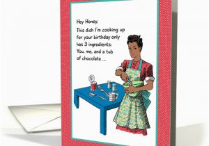 Sexy Birthday Card for Him Black Retro Housewife Cooking Up Sexy Birthday Card 1071343