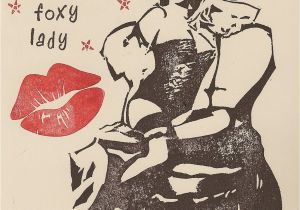 Sexy Birthday Card for Women Sexy Foxy Lady Pin Up Happy Birthday Handstamped by