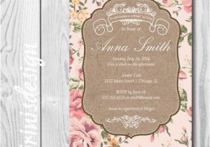 Shabby Chic Birthday Invitation Templates Free Printable Shabby Chic Wedding Invitation Templates