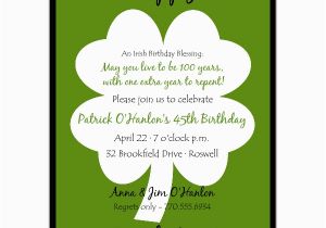 Shamrock Birthday Invitations Classic Shamrock Birthday Invitations Paperstyle