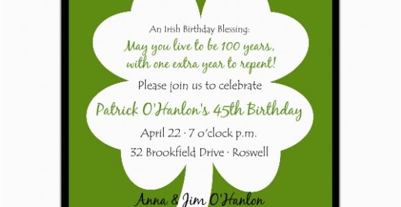 Shamrock Birthday Invitations Classic Shamrock Birthday Invitations Paperstyle