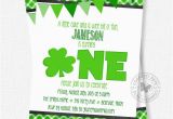 Shamrock Birthday Invitations Irish First Birthday Invitation Shamrock Invitation St