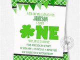 Shamrock Birthday Invitations Irish First Birthday Invitation Shamrock Invitation St