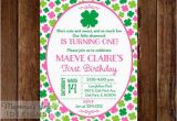 Shamrock Birthday Invitations Pink and Green Shamrock Birthday Invitation Shamrock