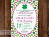 Shamrock Birthday Invitations Pink and Green Shamrock Birthday Invitation Shamrock