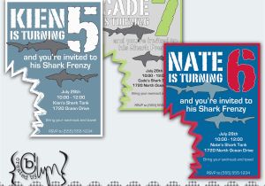 Shark Invites Birthday Party Shark attack Birthday Party Invitation with Shark by