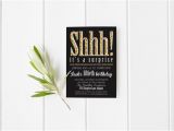 Shhh Birthday Invitations Shhh It 39 S A Surpise Party Invitation Gold Glitter Black