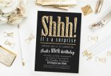 Shhh Birthday Invitations Shhh It 39 S A Surpise Party Invitation Gold Glitter by