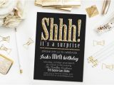 Shhh Birthday Invitations Shhh It 39 S A Surpise Party Invitation Gold Glitter by