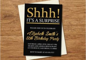 Shhh Birthday Invitations Shhh It 39 S A Surprise Birthday Invitation Printable Gold