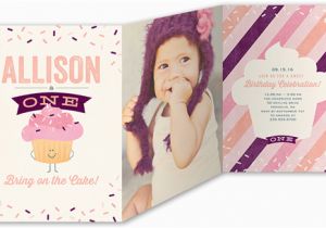 Shutterfly 1st Birthday Invitations Bring On Cake 5×7 Tri Fold Girl 1st Birthday Invitations