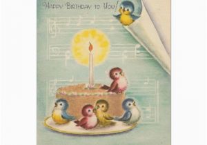 Sing Birthday Cards Vintage Singing Birds and Cake Birthday Card Zazzle Com