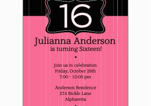 Sixteenth Birthday Invitations Black Emblem Pink 16th Birthday Invitations Paperstyle