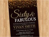 Sixty Birthday Invitations 60th Birthday Invitation Women Sixty and Fabulous Gold