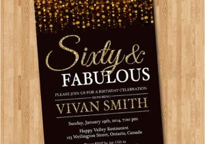 Sixty Birthday Invitations 60th Birthday Invitation Women Sixty and Fabulous Gold