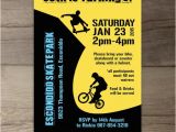 Skateboard Birthday Invitations Bmx Party Skate Park Birthday Party Invitations Skateboard