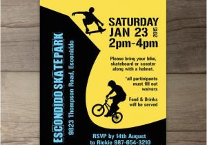 Skateboard Birthday Invitations Bmx Party Skate Park Birthday Party Invitations Skateboard