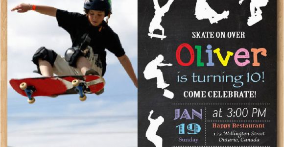 Skateboard Birthday Invitations Skateboard Birthday Invitation Boy Skating theme Party