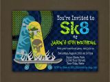 Skateboard Birthday Invitations Skateboard Birthday Party Invitations Printable File Sk8