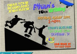 Skateboard Invitations Birthday Party Printable Skateboarding Birthday Invitation by