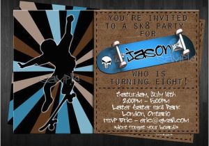 Skateboard Invitations Birthday Party Skateboard Birthday Invitation Custom Digital File Diy