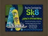 Skateboard Invitations Birthday Party Skateboard Birthday Party Invitations Printable File Sk8