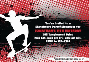 Skateboard Invitations Birthday Party Skateboard Invites Printable